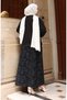 Oysho Fabric Patterned Skirt Hijab Set 0218-05 Black - 6