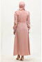 Glittery Linen Belted Dress 81857-05 Salmon - 5