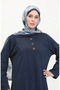 Plus Size Button Detail Dress 0533-05 Navy - 3
