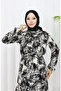Rana palm pattern viscose dress 0342-03 brown beige - 3