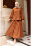 Scuba Fabric Hijab Tunic Skirt Double Set 0221-03 Tan - 3
