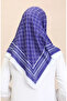 Soft cotton scarf 19091-04 navy blue cream - 3
