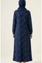 Shirt Collar Zippered Lace-Up Modal Dress 0235-03 Navy Blue - 4