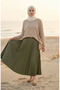 Elastic Waist Pleated Skirt 0213-16 Khaki - 2