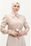 Glittery Linen Belted Dress 81857-03 Beige - 4