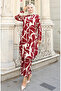 Viscose Fabric Tunic Trousers Double Set 0143-04 Claret Red - 3
