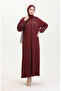 Stoned Dress with Elastic Sleeves 0547-01 Claret Red