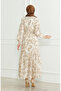 Patterned belted linen dress 0471b-04 beige milky coffee - 6