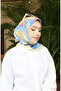 وشاح قطني منقوش 70334-10 أصفر أزرق - 3