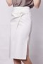 Women's Lightweight Lycra Fabric Double-Breasted Pencil Skirt with Accessories and Side Deep Slits Below the Knee - Cream - 6