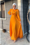 Front Tie Kobe Satin Evening Dress 5513-08 Yellow
