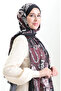شال ناعم مزخرف 70313-11 أسود بورجوندي - 2