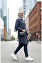 Shirt Collar Buttoned Winter Tunic 2501A-02 Indigo - 2