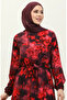 Ahsen floral patterned viscose dress 0329-11 navy red - 4