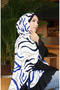 شال كابري منقوش 70347-02 أزرق داكن أزرق بلون الكوبالت - 3
