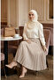 Elastic Waist Pleated Skirt 0213-12 Mink - 2