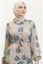 Floral Belted Dress 0373-01 Taupe color - 3