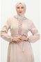 Glittery Linen Belted Dress 81863-04 Cream - 3