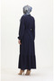 Twist Fabric Ribbed Ruffled Dress 0528-02 Navy Blue - 5