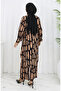 Viscose Fabric Tunic Trousers Double Set 0131-03 Milky Coffee Black - 6