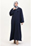 Brooch detailed dress 0017-03 navy blue - 2