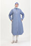 Plus size zippered denim tunic 35301-01 navy blue - 2
