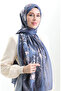 شال ناعم منقوش 70313-08 أزرق داكن