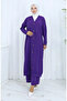 Buttoned Cardigan and Trousers Two-Piece Set 0138-07 Purple