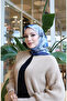 وشاح قطني منقوش 70335-07 أزرق داكن كحلي - 3