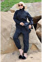 Hijab Swimsuit Sultan Series with Elastic Waist and Bag 2038-01 Black - 3