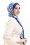شال ناعم منقوش بنمط عرقي 70296-03 ساكس إنديجو - 2