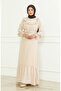 Aerobin Fabric Ruffled Belted Dress 0478-03 Beige - 2