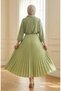 Elastic Waist Pleated Skirt 0213-10 Pistachio Green - 6