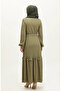 Corded Fabric Belted Dress 0261-09 Khaki Green - 5