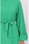 Seersucker Fabric Belted Dress 2086-03 Green - 5