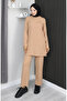 Ribbed Knit Fabric Tunic Trousers Double Suit 20025-01 Milky Coffee - 3