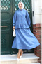 Ruffled Tunic Skirt Two-Piece Set 0146-04 Indigo - 2