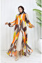 Viscose Fabric Buttoned Dress 0051-02 Orange Brown - 3