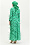 Floral Print Ruched Dress with Gathered Waist 0398-05 Green - 8