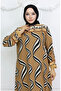 Viscose fabric elastic sleeve tip dress 0031-02 milky coffee - 3