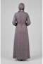 Plaid Patterned Belted Hijab Dress 2219-03 Navy Blue Red - 4