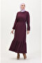 Twist Fabric Ribbed Ruffled Dress 0528-06 Plum - 3