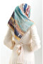 Karaca Patterned Natural Fiber Scarf 82019-04 Honey Foam Navy Blue - 4