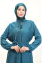 Chief Collar Buttoned Dress 5025-03 Petrol - 3