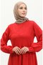 Flat dress with gathered waist 0281-06 burgundy - 3