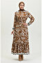 Viscose Dress with Color Trim 0385-03 Tan - 3