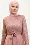 Lace belted evening dress 5353a-20 dark powder - 3