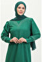 Stone printed dress 0406-04 emerald green - 4