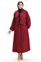 Lace Detailed Blouse Skirt Double Set 2066-04 Claret Red
