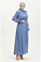 Glittery Linen Belted Dress 81853-08 Indigo - 4